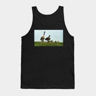 Mother and Father Canada Goose and Their Goslings Tank Top